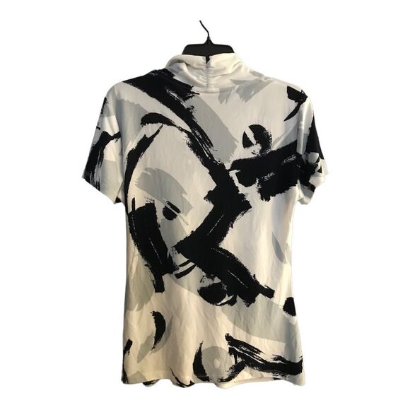 DKNY Black and White Abstract Print Top - Picture 2 of 2